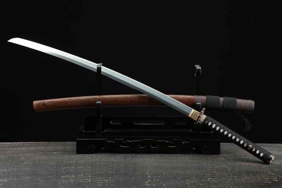 三色銅菊花刀装侍刀（黒檀タイプ）武具 刀装具 日本刀 模造刀 居合刀-